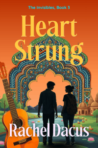 Heartstrung by Rachel Dracus, a silhouette of two people in India with a colorful background